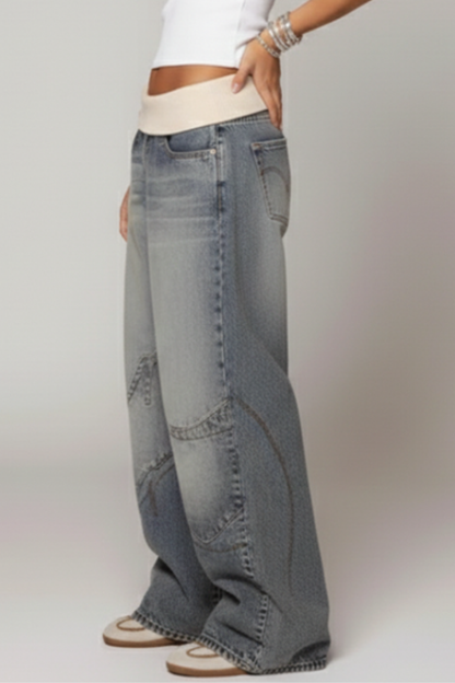 Madison | Dames Relaxed Baggy Wijde Jeans