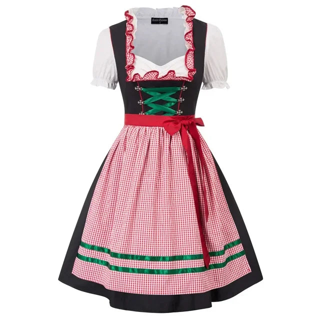 Dames Oktoberfest Dirndl – Klassieke Beierse Jurk met Pofmouwen