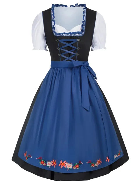 Dames Oktoberfest Dirndl – Klassieke Beierse Jurk met Pofmouwen