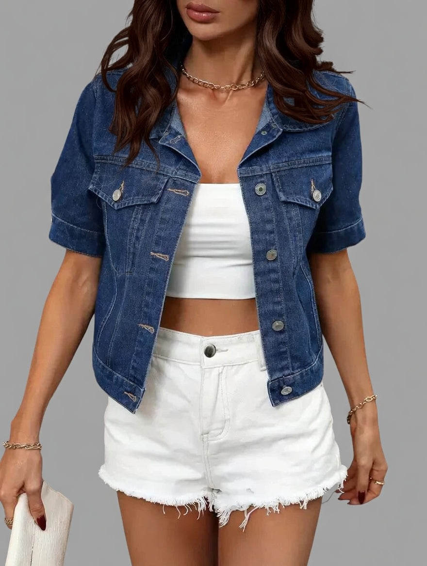 DenimBreeze Dames Jack met Korte Mouwen en Relaxte Pasvorm