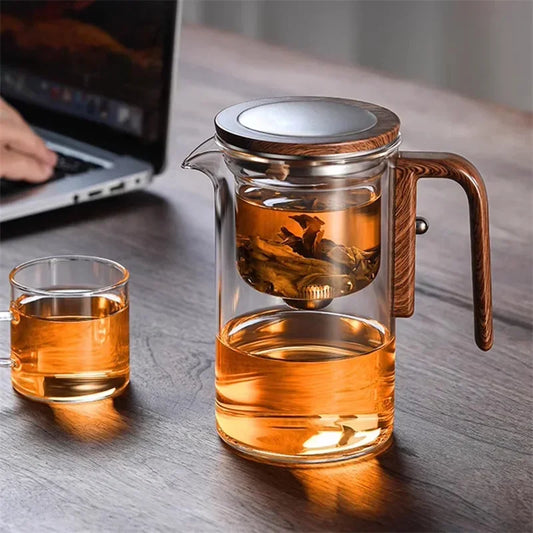 TheeMoment Glazen Theepot met Ingebouwde Theefilter – Losse Thee
