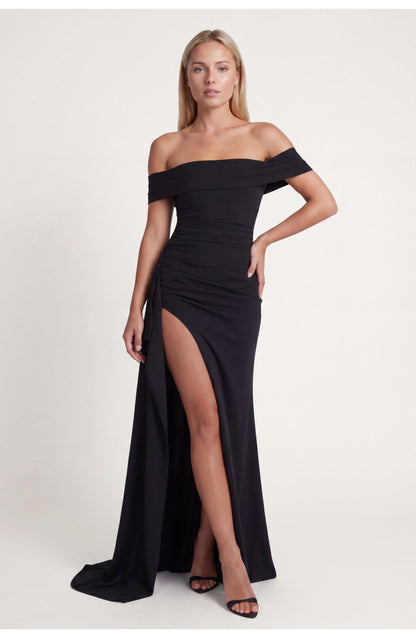 Noordzeegloed Split Elegance Off-Shoulder Maxi Jurk met Split