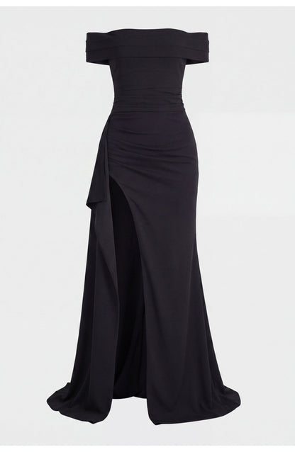Noordzeegloed Split Elegance Off-Shoulder Maxi Jurk met Split
