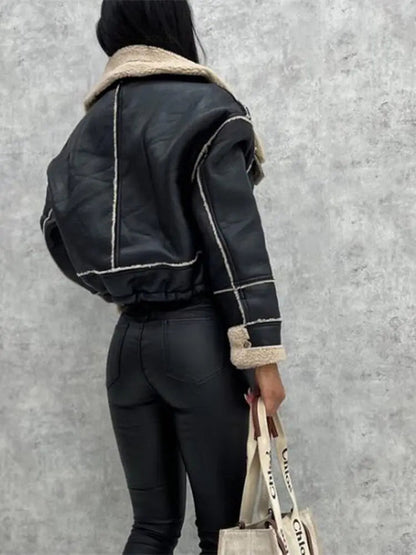 Liva | Dames Leren Jas met Warme Fleecevoering voor Winter
