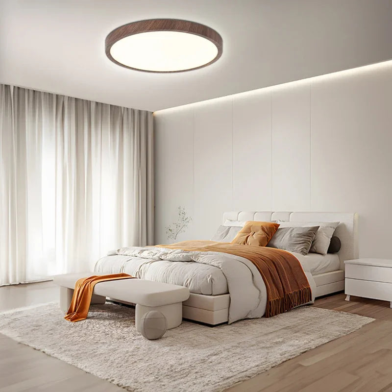 LumaRond LED Plafondlamp met 3 Lichtstanden in Walnootlook