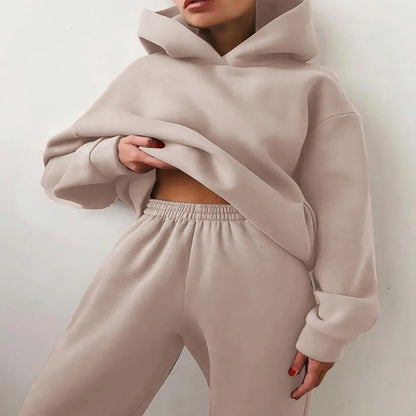 Dames Tweedelige Joggingpakset met Hoodie, Capuchon en Trekkoord