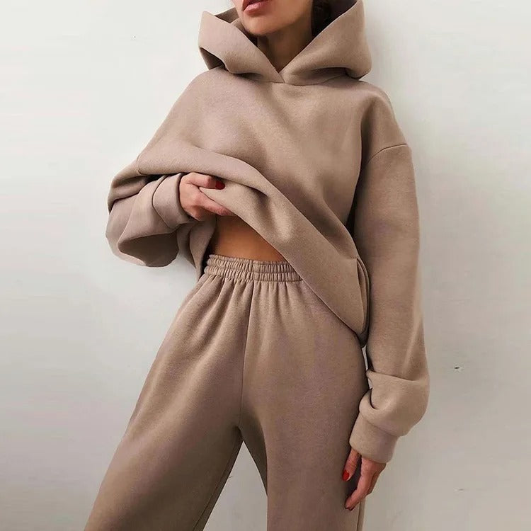 Dames Tweedelige Joggingpakset met Hoodie, Capuchon en Trekkoord