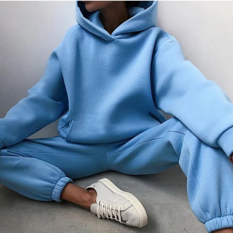 Dames Tweedelige Joggingpakset met Hoodie, Capuchon en Trekkoord