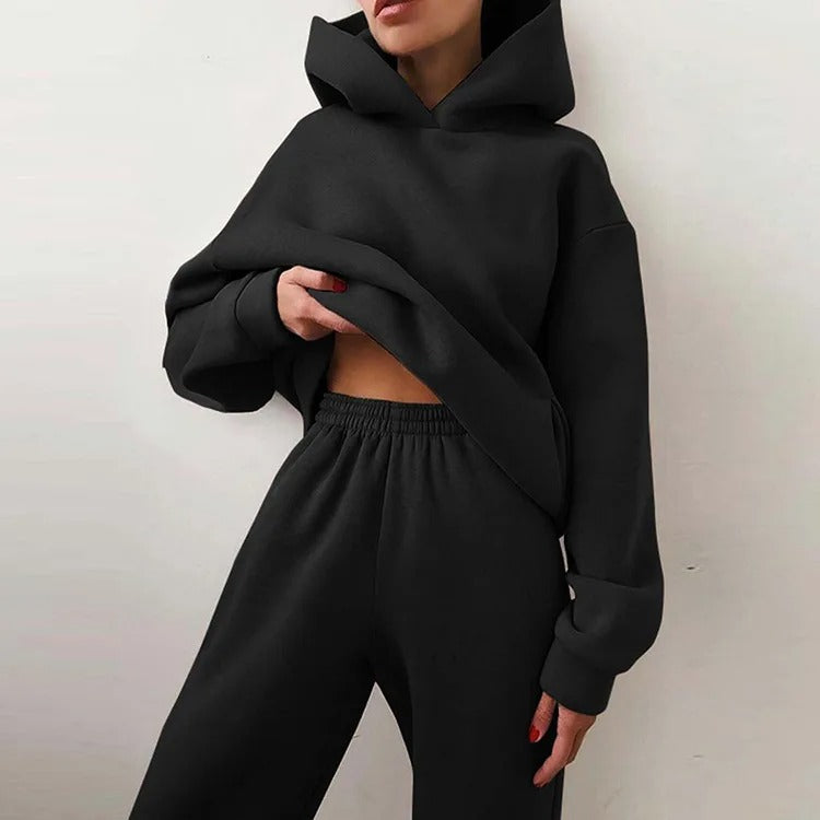 Dames Tweedelige Joggingpakset met Hoodie, Capuchon en Trekkoord