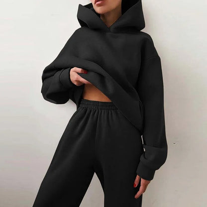 Dames Tweedelige Joggingpakset met Hoodie, Capuchon en Trekkoord