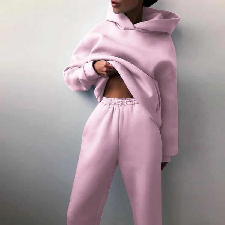 Dames Tweedelige Joggingpakset met Hoodie, Capuchon en Trekkoord