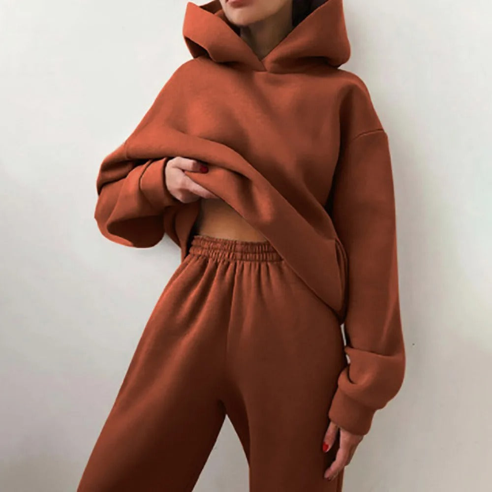 Dames Tweedelige Joggingpakset met Hoodie, Capuchon en Trekkoord