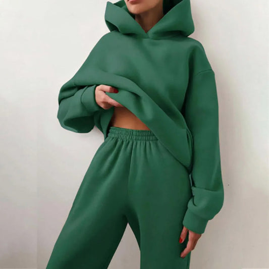 Dames Tweedelige Joggingpakset met Hoodie, Capuchon en Trekkoord