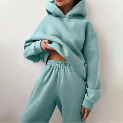 Dames Tweedelige Joggingpakset met Hoodie, Capuchon en Trekkoord