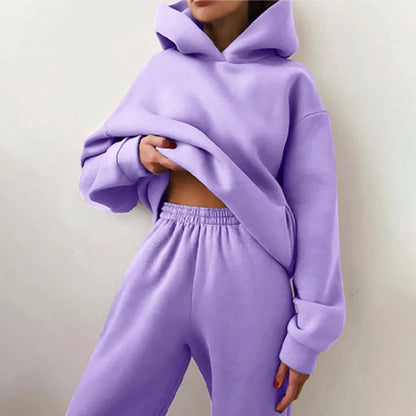 Dames Tweedelige Joggingpakset met Hoodie, Capuchon en Trekkoord