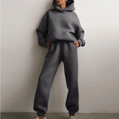 Dames Tweedelige Joggingpakset met Hoodie, Capuchon en Trekkoord