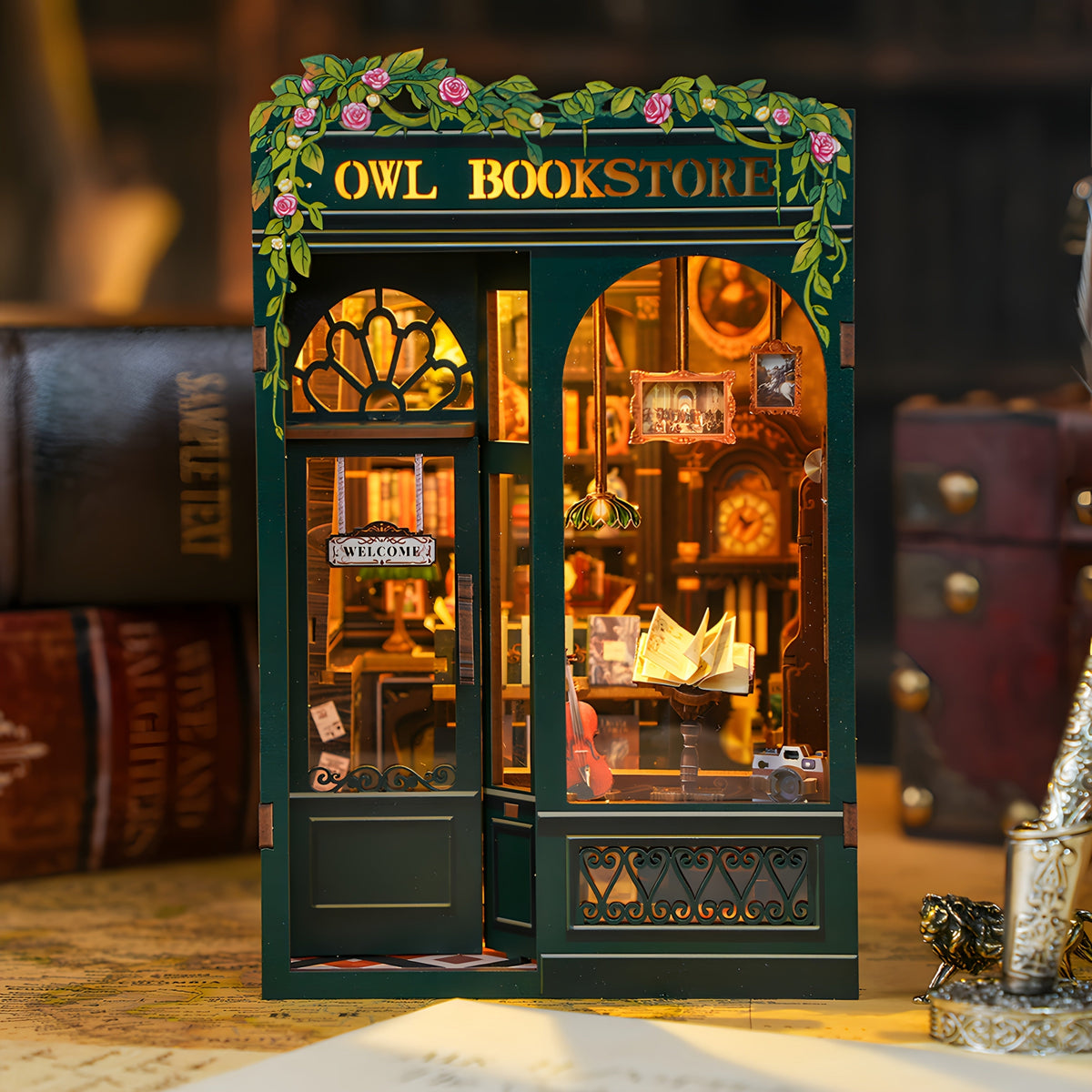Miniatuur Uilenboekhandel Bouwpakket met Verlichting – 3D Puzzel
