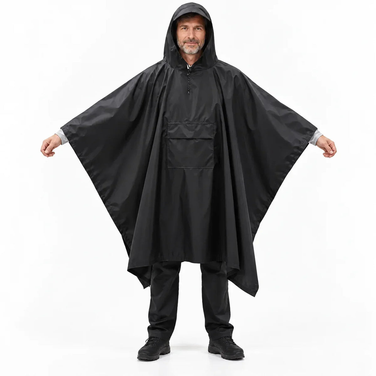 Regenrust – Ruime regenponcho met rugzakbescherming en opbergtas