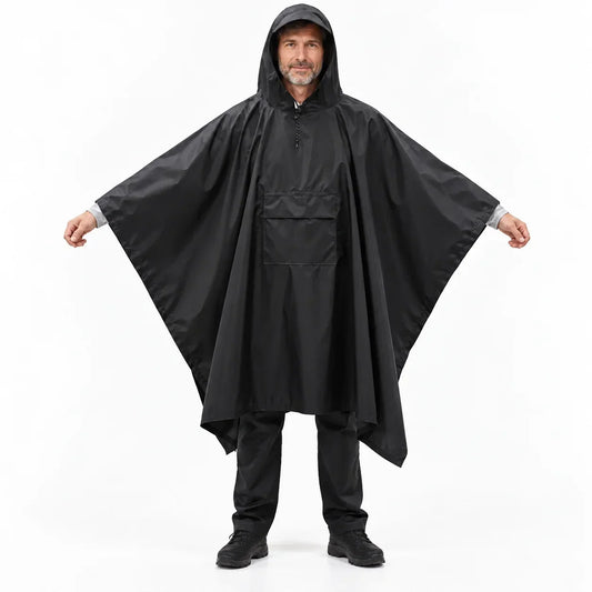 Regenrust – Ruime regenponcho met rugzakbescherming en opbergtas