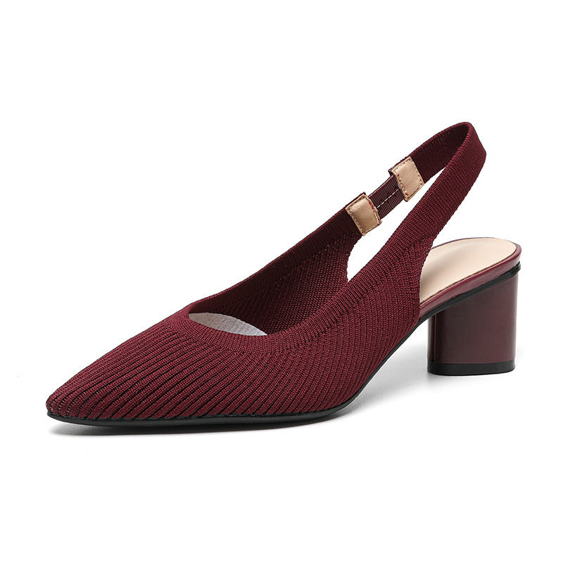 Veloura Slingback Hakken Dames met Geribde Structuur en Lage Hak