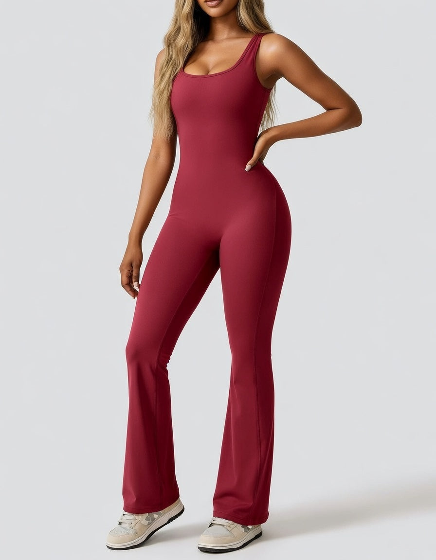 Veloura Sculpt Jumpsuit Dames Stretch Backless Flared Fit