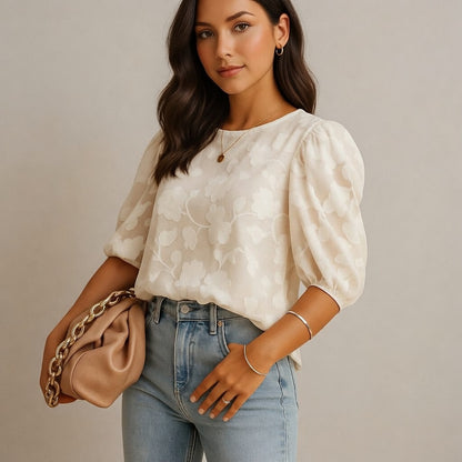 Floravienne Elegante Dames Bloementop met Flatterende Pasvorm