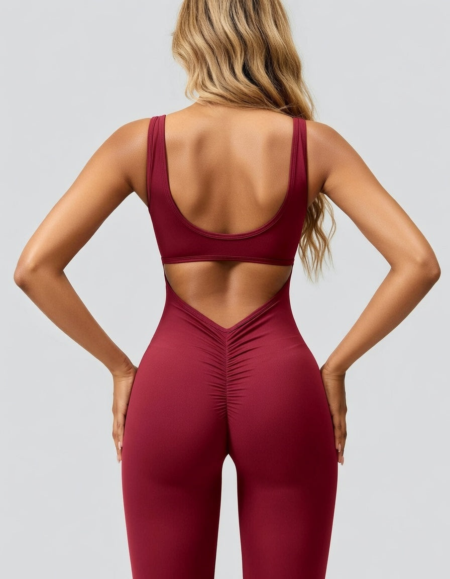 Veloura Sculpt Jumpsuit Dames Stretch Backless Flared Fit
