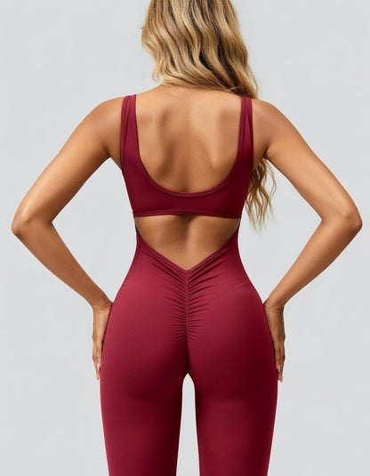 Veloura Sculpt Jumpsuit Dames Stretch Backless Flared Fit