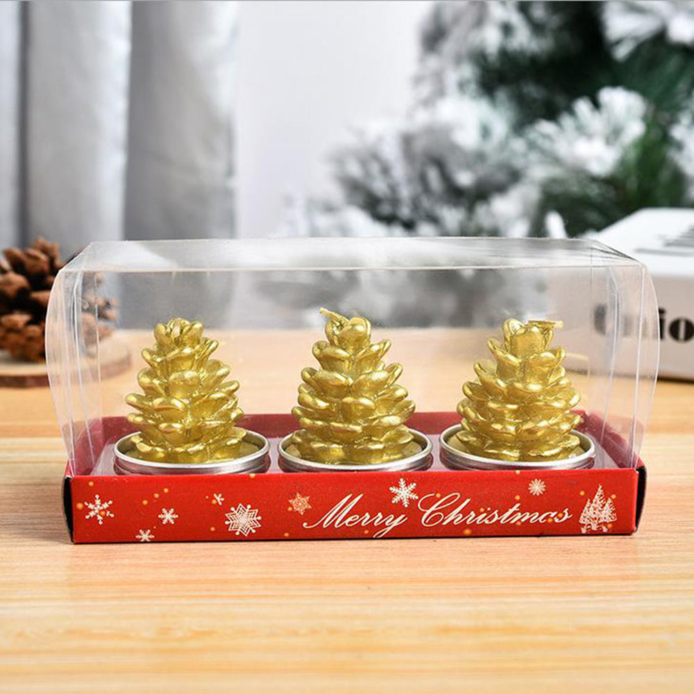 Kersttrio Noëlle – Set van 3 Decoratieve Kerstkaarsen van Paraffine