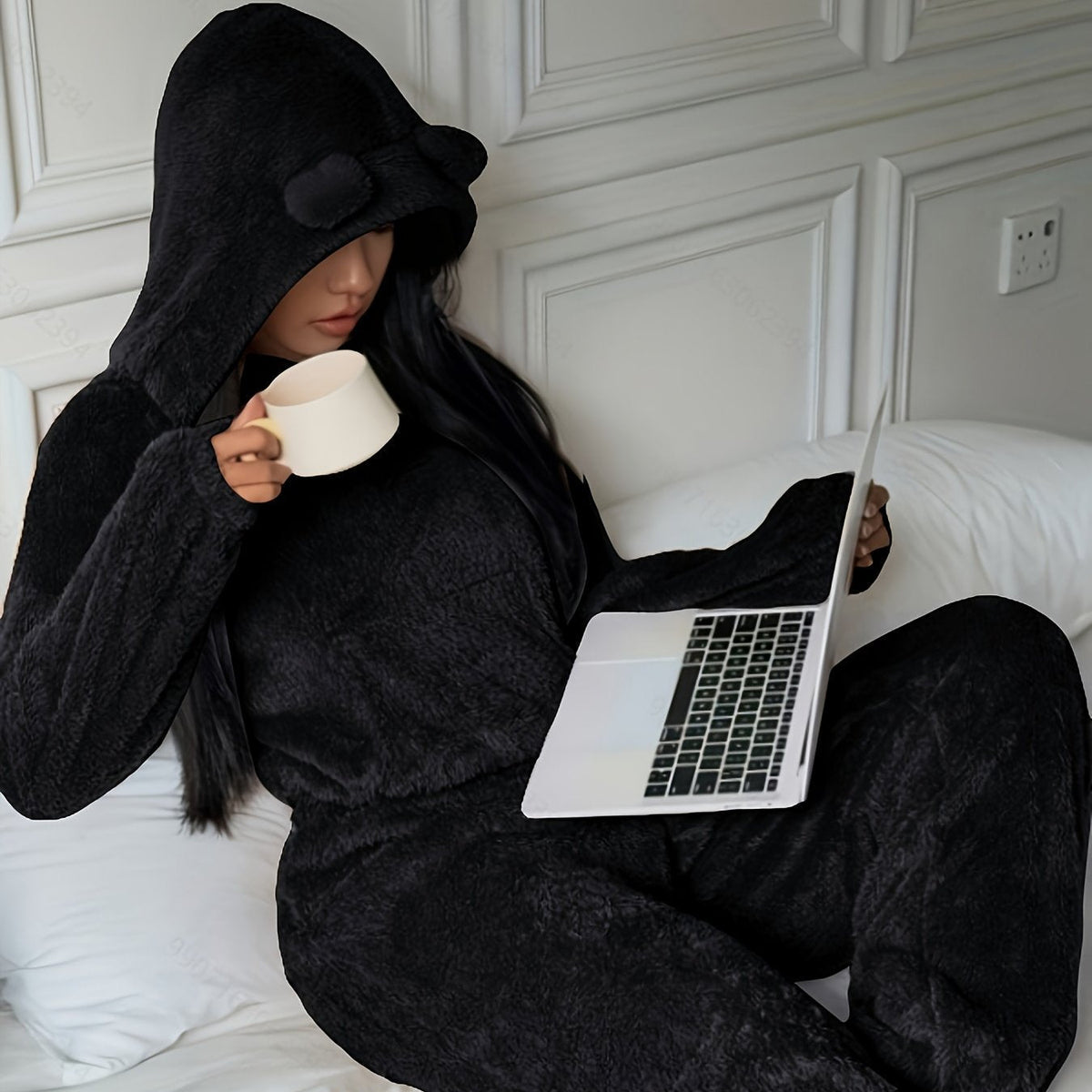 Dames Loungewear Set 2-Delig – Hoodie met Berenoren en Broek