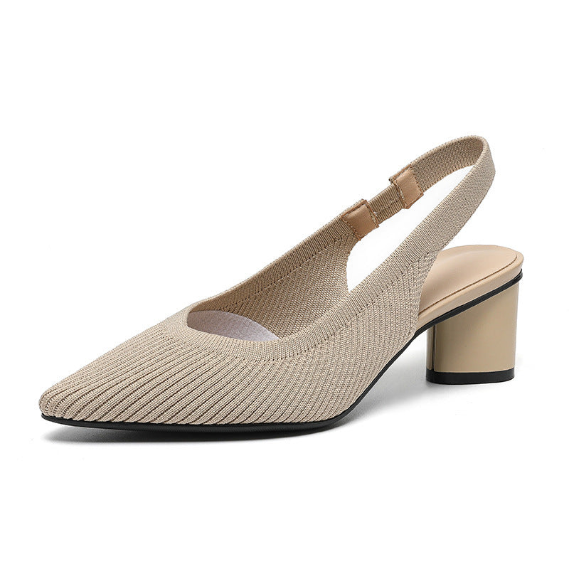 Veloura Slingback Hakken Dames met Geribde Structuur en Lage Hak