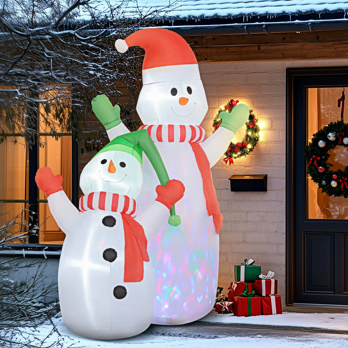 SnowGlow Opblaasbare Sneeuwman met Kind en LED Kerstverlichting 240 cm