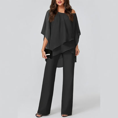 Zeloria Off Shoulder Tweedelige Set met Wijde Broek Dames