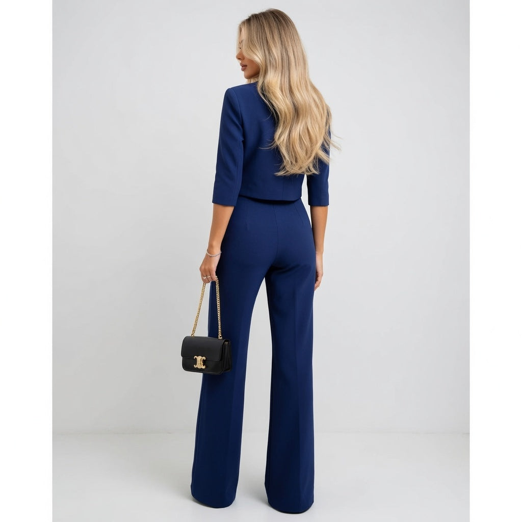 Lunara Dames Tweedelige Set met Top en Broek Elegante Pasvorm