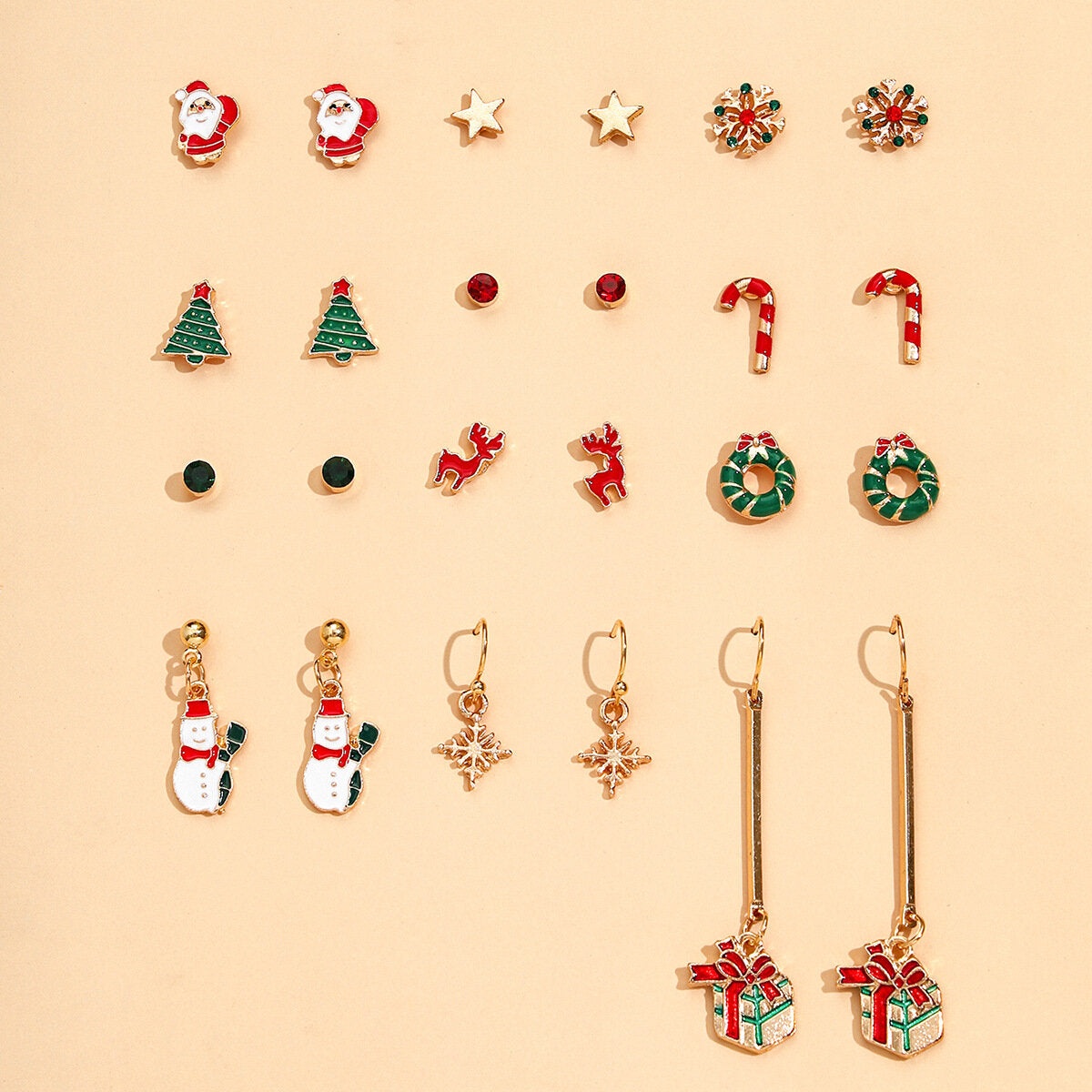 Goudglans Oorbellen Set – 12 Gouden Oorbellen voor Dames