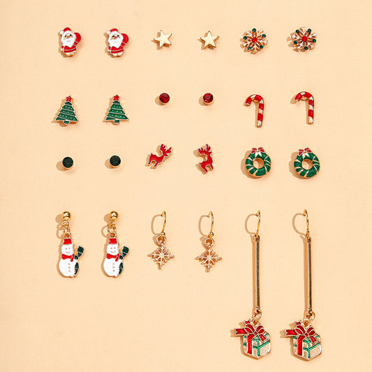 Goudglans Oorbellen Set – 12 Gouden Oorbellen voor Dames