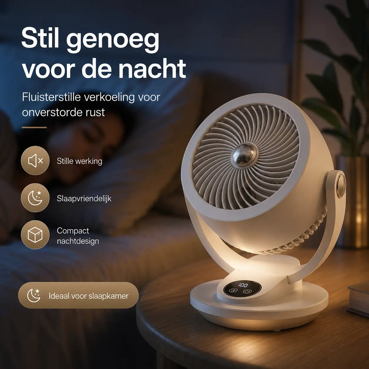 WindSfeer Compacte Tafelventilator Stil USB of Netvoeding 360° Luchtcirculatie