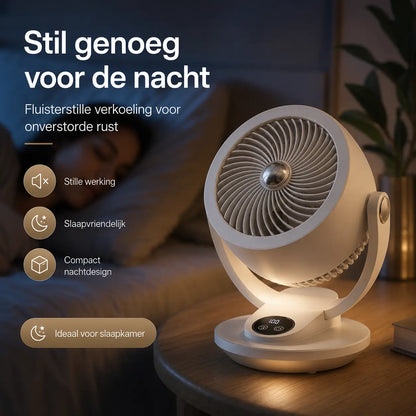 WindSfeer Compacte Tafelventilator Stil USB of Netvoeding 360° Luchtcirculatie