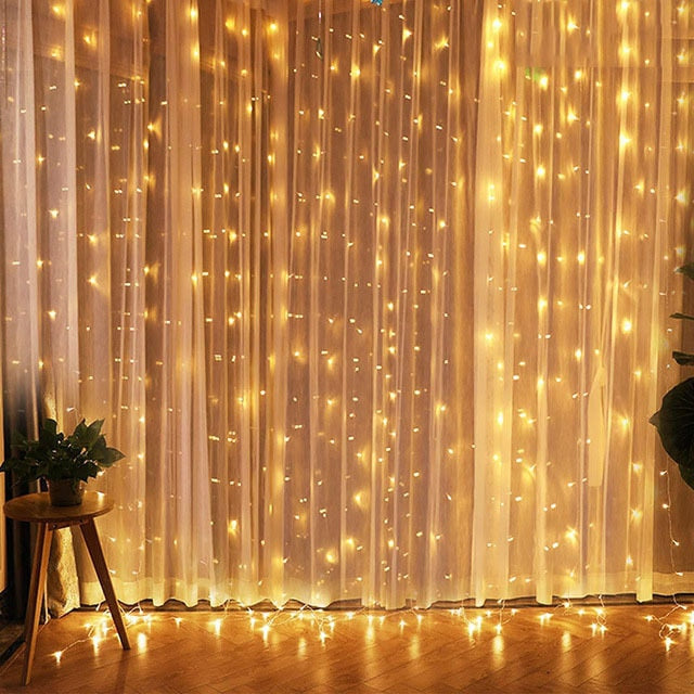 Elegante LED Lichtgordijn – afstandsbediening met timer en 8 lichtstanden