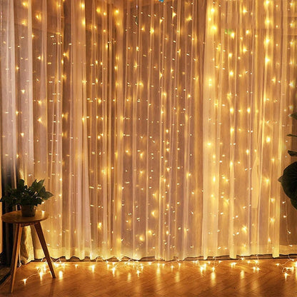 Elegante LED Lichtgordijn – afstandsbediening met timer en 8 lichtstanden
