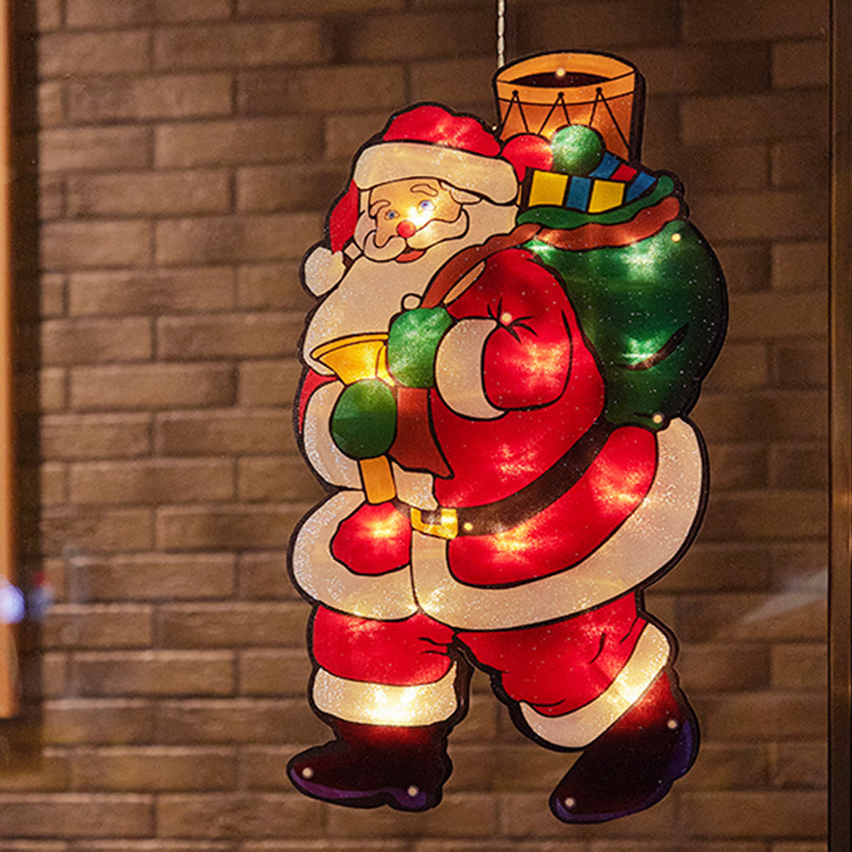 Kerstgloed – Hangende Kerstfiguren met Warme Verlichting voor het Raam