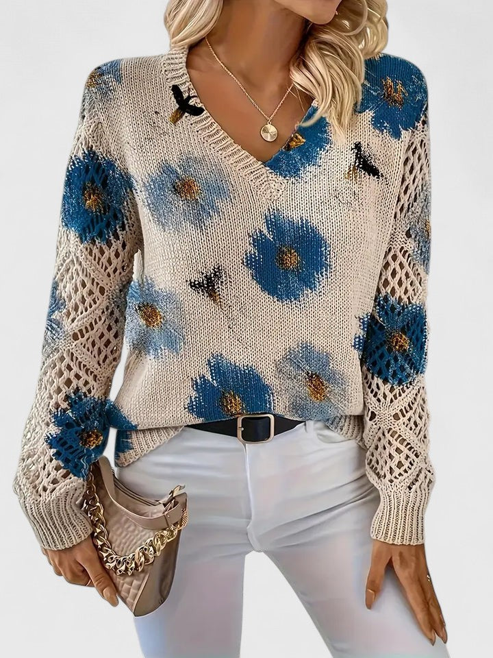 LavendelBloesem Elegante Dames Cardigan Bloemen V-hals Vest Comfort