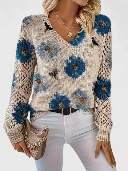 LavendelBloesem Elegante Dames Cardigan Bloemen V-hals Vest Comfort