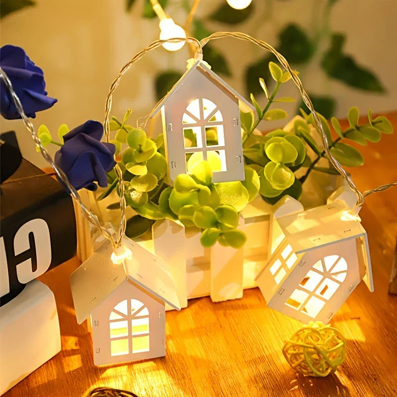 LED lichtslinger met mini-huis – Decoratieve kerstverlichting voor binnengebruik