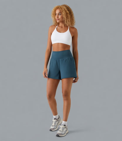 Lyvera Dames 2-in-1 Sportshort – Ademend Hardloopshort met Binnenbroek