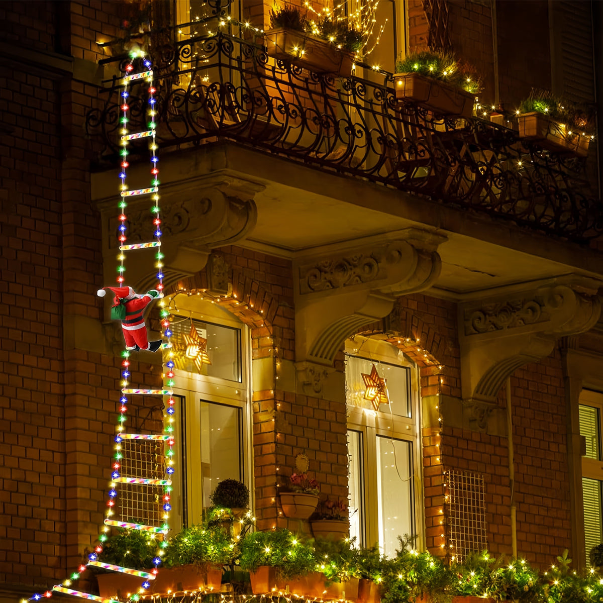 Klimmende Kerstman Ladder Display