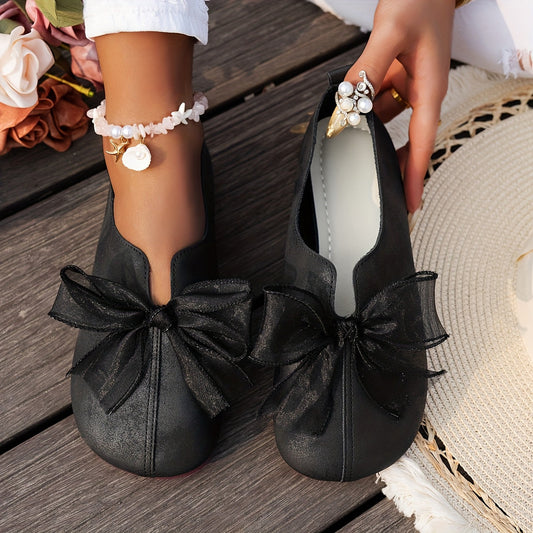 Dames ballerina's Fleur met strikdetail en platte zool