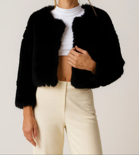 Korte Bontlook Jas ZachtLuxe – Elegante imitatiebontjas voor dames