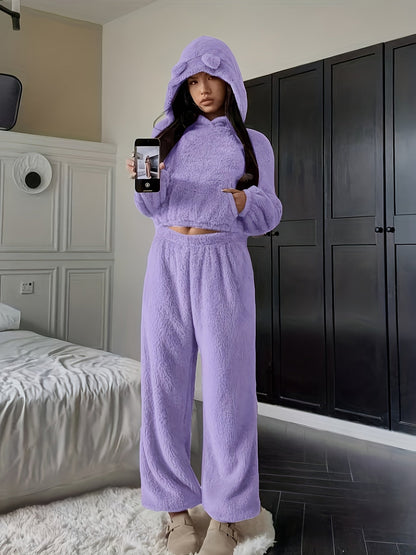 Dames Loungewear Set 2-Delig – Hoodie met Berenoren en Broek