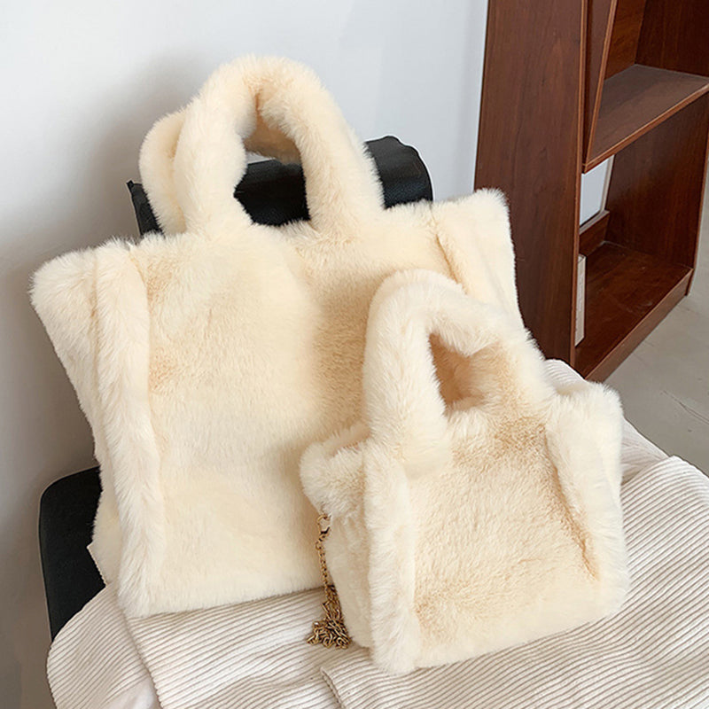 Fluffora – Zachte pluche damestas met kettingriem in 2 maten